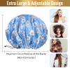 Reusable Shower Cap, Hair Cap, Oversized Waterproof Shower Caps Large Designed for all Hair Lengths with PEVA Lining & Elastic Band Stretch Shower Hat - Blue Flower Shower Caps for Women view 2