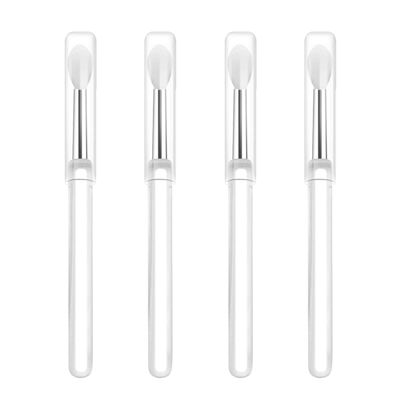 LORMAY Silicone Lip Brushes with Transparent Handles and Caps. Perfect Tools for Applying Cream Lip Mask, Eyeshadow, and Lipstick (4pcs, White)