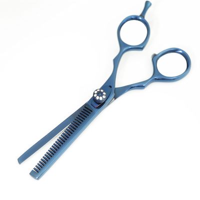 Blue Hair Thinning Shears, Professional Barber Hair Thining Scissors, Hairdressing Thinning Scissors for all Hair Type - Presentation Case
