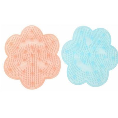 Lazy Bath Shower Back Brush Massage Pad 2PCs Soft Silicone Suction Cup Bathroom Remover Skid Cleaning Foot Brush Pad Bath Mat