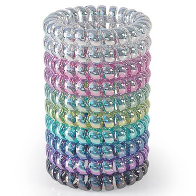 JessLab Spiral Hair Ties for Women, 10-Pack Traceless No-Damage Ponytail Holders, Coils Hair Bands for Girls, Assorted Colors