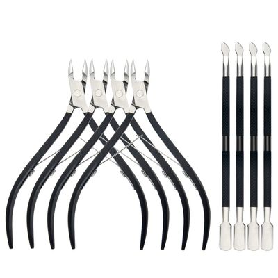 XINMEIWEN 8Pieces Cuticle Trimmer Cuticle Nipper Cuticle Remover Cuticle Cutter with Cuticle Pusher Stainless Steel Cuticle Cutter Clipper Nail Tools for Fingernails and Toenails (Black)