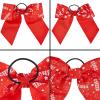 Okuna Outpost 8-Inch Cheer Bows - Polyester Two Toned Cheer Bow - Elastic Ponytail Holder & Fun Cheerleading Ribbons - Secure Play Red & White Volleyball Ribbon - Pack of 20-2 Designs, Red & White view 4