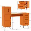 BarberPub Manicure Table, Nail Makeup Desk with Drawers, Storage Beauty Salon Workstation 2611 (Orange) view 3