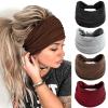 Acenail Wide Headbands Women Knotted Turban Headband Elastic Non Slip Hairbands Workout Yoga Sweatbands Cotton Hair Scarfs Boho Head Wraps Fashion Hair Accessories for Women 4Pcs (Solid) view 1