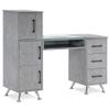 BarberPub Manicure Table, Nail Makeup Desk with Drawers, Storage Beauty Salon Workstation 2611 (Gold&Grey) view 1