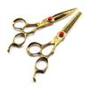 Professional Hair Cutting Shears, Professional 6 inch Upscale Gold Damascus hair cutting scissors haircut thinning barber tools cut shears Hairdressing scissors (Color : Set) view 1