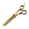 Professional Hair Cutting Shears, Professional 6 inch Upscale Gold Damascus hair cutting scissors haircut thinning barber tools cut shears Hairdressing scissors (Color : Set) view 3