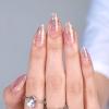 BTArtbox Press On Nails Medium- Christmas Supremely Fit & Natural Soft Gel Glue On Nails with Nail Glue, Reusable Stick On Nails in 15 Sizes - 30 Fake Nails Kit, Pink Sparkle view 1