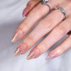 BTArtbox Press On Nails Medium- Christmas Supremely Fit & Natural Soft Gel Glue On Nails with Nail Glue, Reusable Stick On Nails in 15 Sizes - 30 Fake Nails Kit, Pink Sparkle view 2