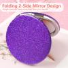 Acedada Compact Mirror, Portable Travel Makeup Mini Mirror, Folding Handheld 2-Sided 1x/2x Magnifying Mirror for Women Girls - Purple view 3