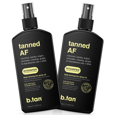 b.tan Intensifier Deep Dry Spray Tanning Oil | Get a Faster, Darker Sun Tan From Tan Accelerating Actives, Packed with Ultra Moisturizing Oils to Keep Skin Hydrated, Vegan, 8 Fl Oz, 3 Pack