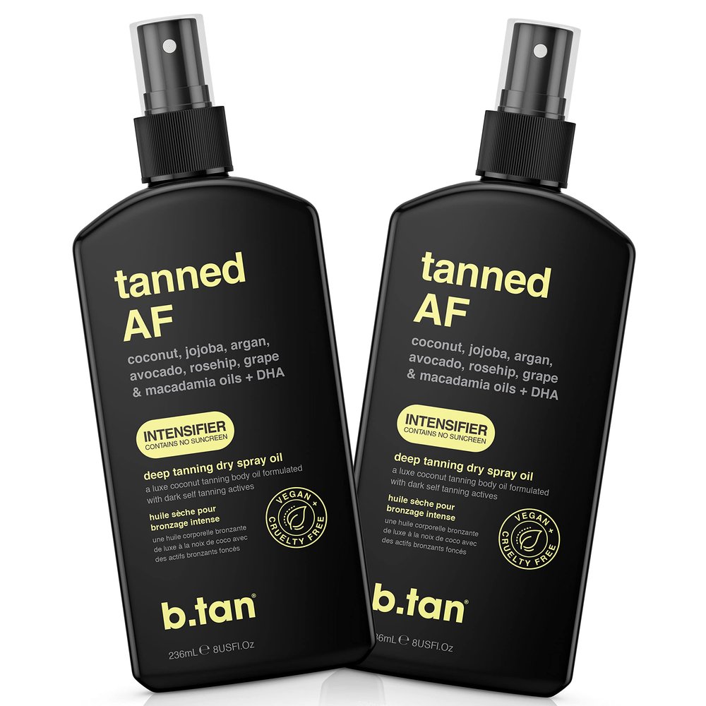 b.tan Intensifier Deep Dry Spray Tanning Oil | Get a Faster, Darker Sun Tan From Tan Accelerating Actives, Packed with Ultra Moisturizing Oils to Keep Skin Hydrated, Vegan, 8 Fl Oz, 3 Pack