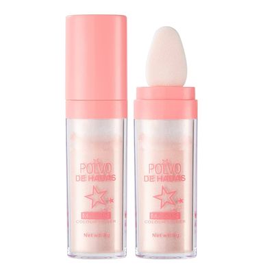 GL-Turelifes Polvo De Hadas Hightlighter Powder Stick Puff Fairy Bomb Stick Glitter Loose Highlight Contouring Shimming Powder for Eyes, Face, Body Brighten Makeup (#02 Pink)