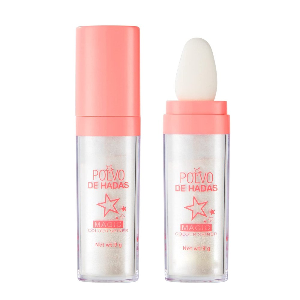 GL-Turelifes Hightlighter Stick Puff Fairy Highlight Powder Glitter Loose Brush Contouring Shimming for Eyes, Face, Body Tiktok Makeup (#01 White), 0.31 Ounce (Pack of 1), 9 grams