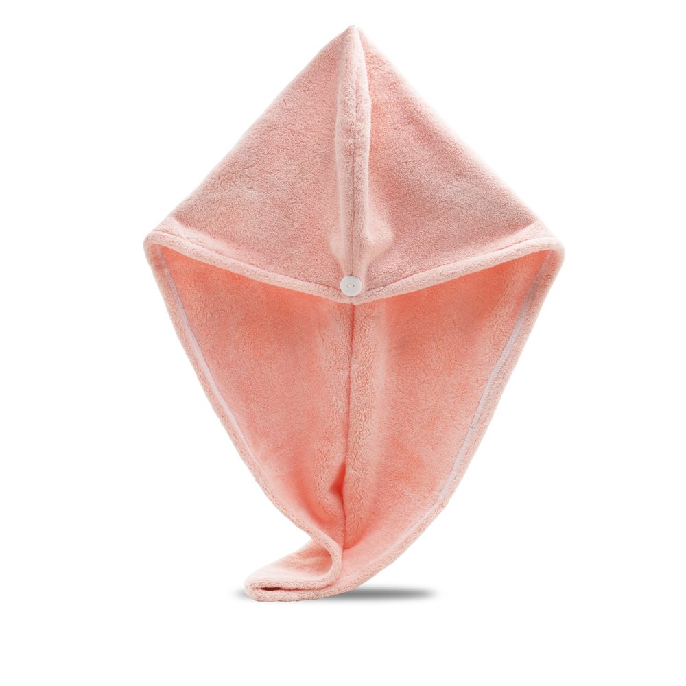 Exec-U-Gift Microfiber Hair Towel Wrap, Hair Turban Towel Super Absorbent Twist Turban Dry Hair Caps with Buttons Bath Loop Fasten Salon Dry Hair Hat