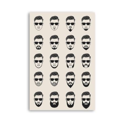JIUFOTK Men's Beard Types Metal Tin Signs Men's Barbershop Guide Posters Beard Knowledge Plaques Decorations Home Room Barber Salon Wall Decor 16x24 Inches