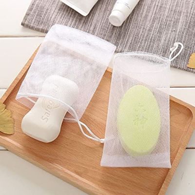 100PCS Thickened Double-layer Foaming Net Facial Cleanser Facial Foam Machine Handmade Soap Bag Cleansing Foam Bubble Bag Soap Net Soap Saver Pouch Mesh Bag