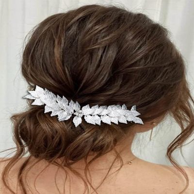 Easedaily Leaf Bride Wedding Hair Comb Silver Leaves Bridal Headpiece Crystal Hair Accessories for Women and Girls