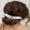 Easedaily Leaf Bride Wedding Hair Comb Silver Leaves Bridal Headpiece Crystal Hair Accessories for Women and Girls view 1