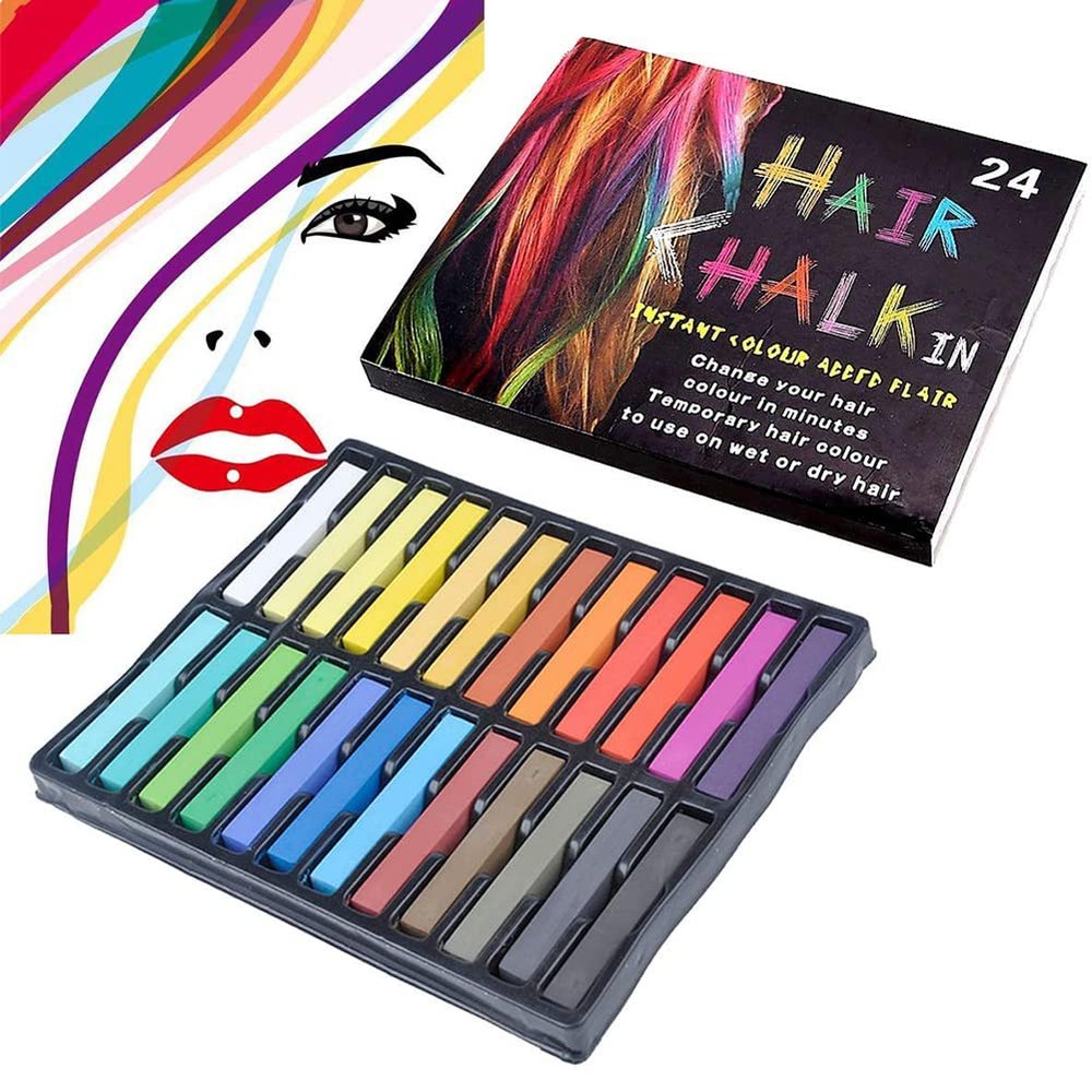 Magik 12-24 Color Set Temporary Hair Chalk Set Washable Color One-time Dye Kid Safe (24 Colors Set)