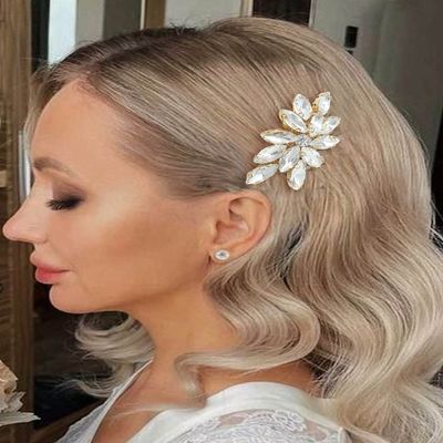 Easedaily Rhinestone Bride Wedding Hair Comb Gold Crystal Bridal Hair Piece Hair Accessories for Women and Girls