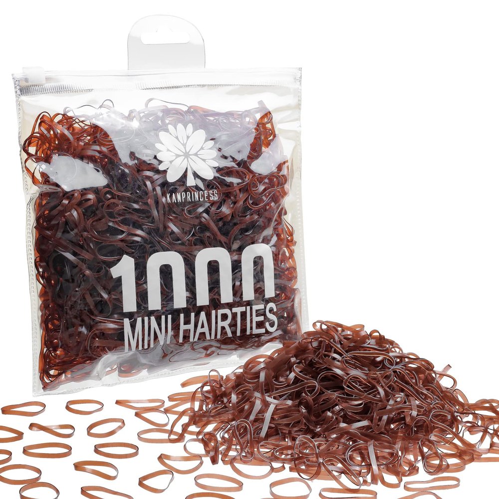 Kanprincess 1000pcs Brown Mini Rubber Bands, Soft Small Hair Ties for Kids Toddlers Girls, Elastic Ponytail Accessories, No Damage Baby Hair Styling (Brown)