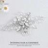 Easedaily Crystal Bride Wedding Hair Comb Silver Leaf Bridal Hair Piece Pearl Hair Accessories for Women and Girls view 2