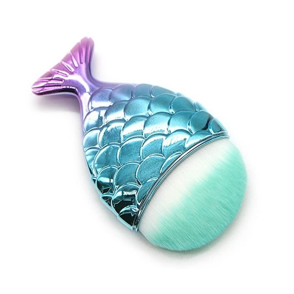 1 Pcs Face Blush Brush Professional Fish Shape Makeup Brush Foundation Cosmetic Fish Brush Makeup Tools Kit (blue)