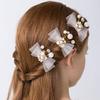 Foyte 3PCS Crystal Flower Hair Clip Pearl Leaf Wedding Hair Pin Princess Headpieces Rhinestone Floral Hair Vines Communion Hair Accessories for Women view 1