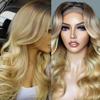 Ombre 4T613 13x4 Lace Front Wigs Blonde Human Hair for Women Dark Brown Roots Ombre Blonde Body Wave Brazilian Remy Hair Wigs with Baby Hair 180% Density Pre Plucked Hairline Hair(18inch, 4T613) view 1
