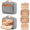 COOSKY Travel Hanging Toiletry Bag for Women, Holds Full-Size Shampoo, with Jewelry Organizer Compartment, Extra Large Makeup Bag, Waterproof Cosmetic Bag, Toiletries Kit Set with Trolley Belt, Grey view 1