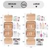 COOSKY Travel Hanging Toiletry Bag for Women, Holds Full-Size Shampoo, with Jewelry Organizer Compartment, Extra Large Makeup Bag, Waterproof Cosmetic Bag, Toiletries Kit Set with Trolley Belt, Grey view 2