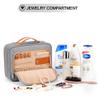COOSKY Travel Hanging Toiletry Bag for Women, Holds Full-Size Shampoo, with Jewelry Organizer Compartment, Extra Large Makeup Bag, Waterproof Cosmetic Bag, Toiletries Kit Set with Trolley Belt, Grey view 3
