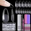 Almond Nail Tips, MORGLES 600Pcs Long-Lasting Soft Gel Nail Tips Medium Full Cover, 12 Sizes with Glue, Files and Cuticle Fork view 1