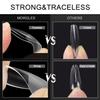 Almond Nail Tips, MORGLES 600Pcs Long-Lasting Soft Gel Nail Tips Medium Full Cover, 12 Sizes with Glue, Files and Cuticle Fork view 4