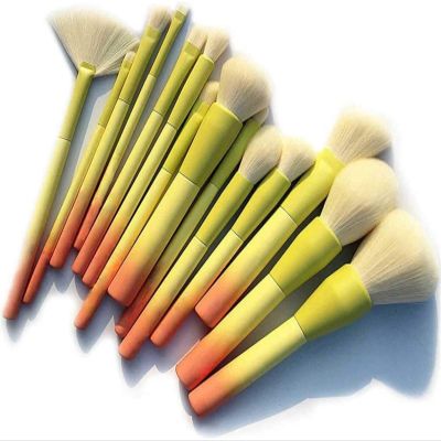 YQBUER Makeup Brush Gradient Color 14pcs Makeup Brushes Set Soft Cosmetic Powder Blending Foundation Eyeshadow Blush Brush Kit Make Up Tools Cosmetic Products (Size : A)