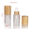 COSIDEA 6 pcs Empty 1oz / 30ml bamboo lids clear glass bottle with lotion pump dispenser, refillable emulsion cosmetic cream bottles, toiletries refill travel container view 2