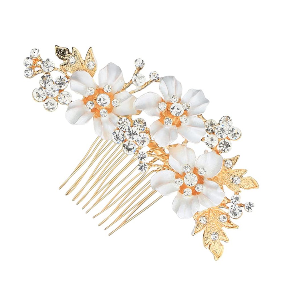 Lurrose Rhinestone Flower Wedding Hair Comb for Brides Elegant Side Comb Hair Accessory for Special Occasions and Celebrations for Weddings Proms and More