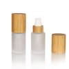 COSIDEA 6 pcs Empty 1oz / 30ml bamboo lids Frosted glass bottle with lotion pump dispenser, refillable emulsion cosmetic cream bottles, toiletries refill travel container view 2