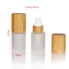 COSIDEA 6 pcs Empty 1oz / 30ml bamboo lids Frosted glass bottle with lotion pump dispenser, refillable emulsion cosmetic cream bottles, toiletries refill travel container view 3