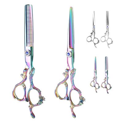 Professional Hairdressing Scissors 2x Premium Thinning Scissors Hairdressing Scissors Barber Shear Hair Thinning Stainless, Women Men[Colour]