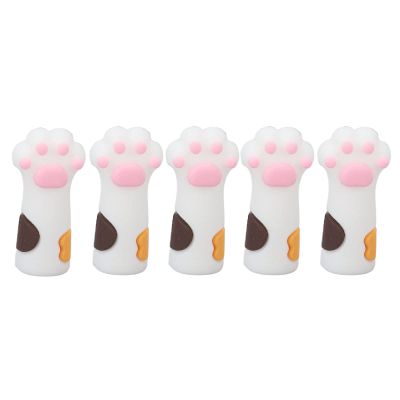 5pcs Cuticle Scissors Cover Protector, Cat Shape Silicone Cuticle Trimmer Protective Sleeve for Nail Toenails Nipper Trimmer Tweezers(White)