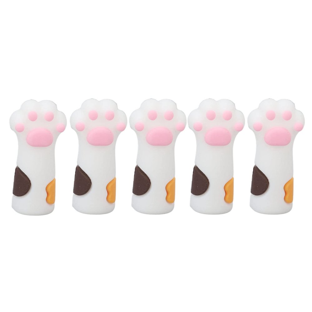 5pcs Cuticle Scissors Cover Protector, Cat Shape Silicone Cuticle Trimmer Protective Sleeve for Nail Toenails Nipper Trimmer Tweezers(White)