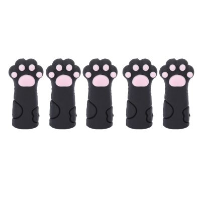 5pcs Cuticle Scissors Cover Protector, Cat Shape Silicone Cuticle Trimmer Protective Sleeve for Nail Toenails Nipper Trimmer Tweezers(Black)