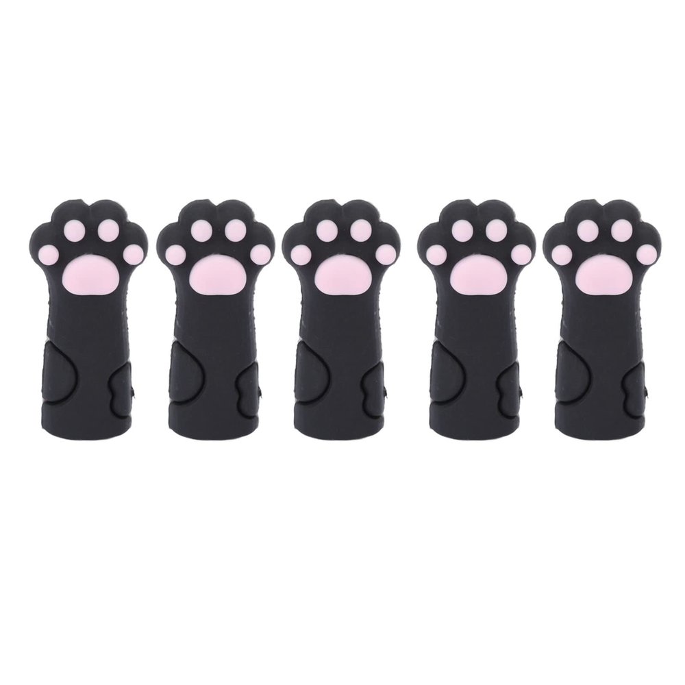 5pcs Cuticle Scissors Cover Protector, Cat Shape Silicone Cuticle Trimmer Protective Sleeve for Nail Toenails Nipper Trimmer Tweezers(Black)