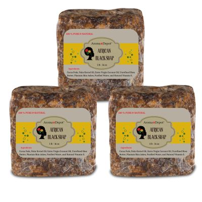 Aroma Depot Raw African Black Soap Bars From Ghana (3 lbs.)