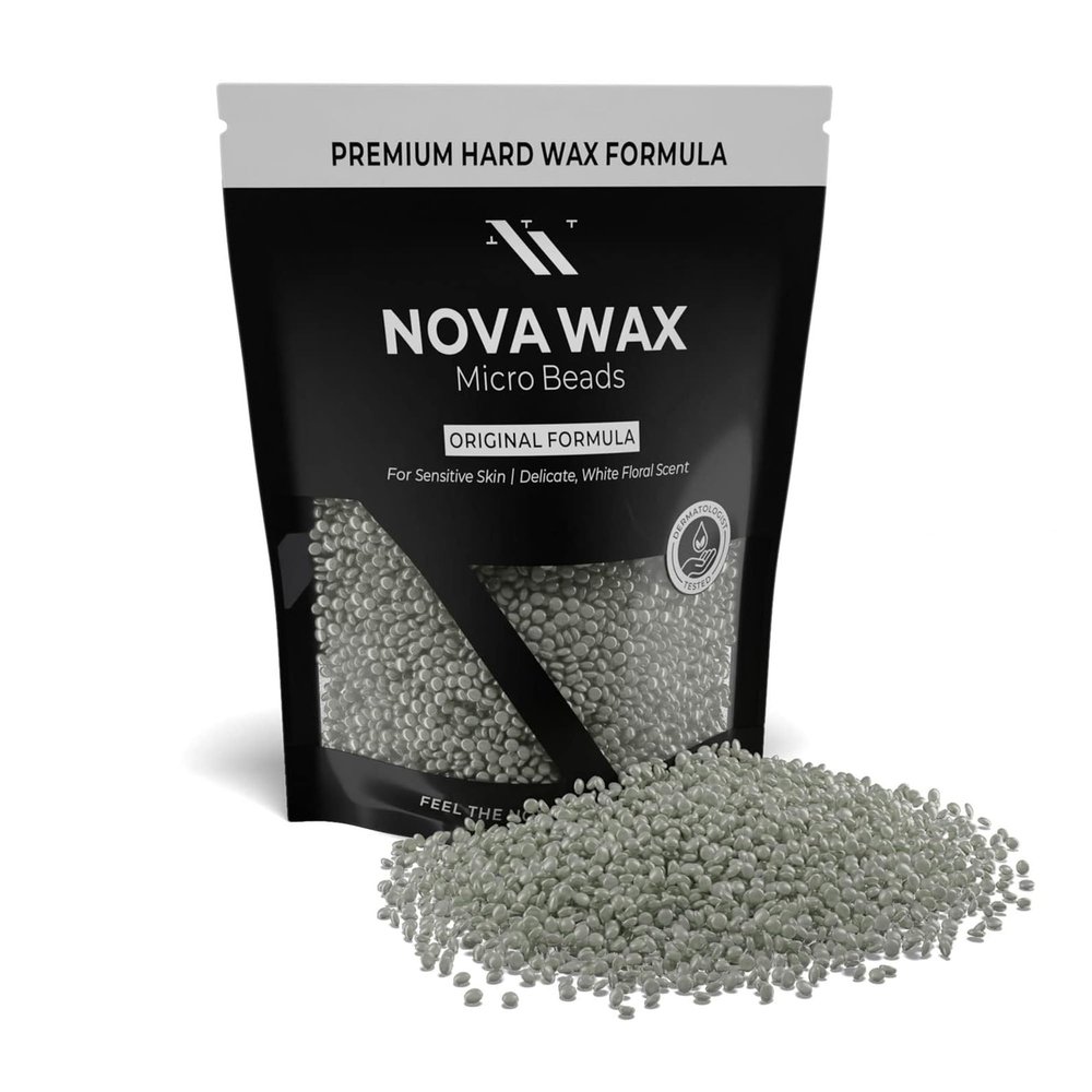 NOVA Wax 1000g (2.2lb) Hard Waxing Beads for Painless Hair Removal, Perfect for Brazilian, Bikini, Face, Legs, Underarm, Back, and Chest - Ideal for Sensitive Skin  Original Floral Scented Formula