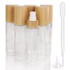 COSIDEA 6 pcs Empty 2oz / 60ml bamboo lids clear glass bottle with lotion pump dispenser, refillable emulsion cosmetic cream bottles, toiletries refill travel container view 1