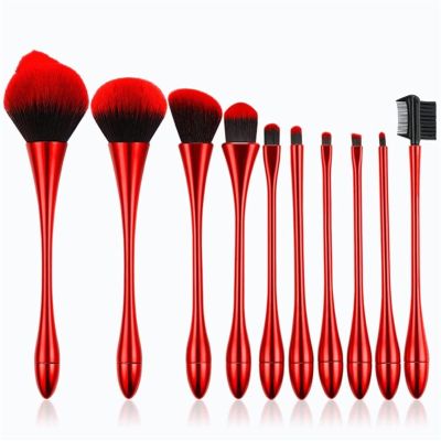 YQBUER Makeup Brush Professional 10pcs/Set Makeup Beauty Brushes Makeup Brush Cosmetics Brush kit Cosmetic Products (Color : Red, Size : 10pcs)